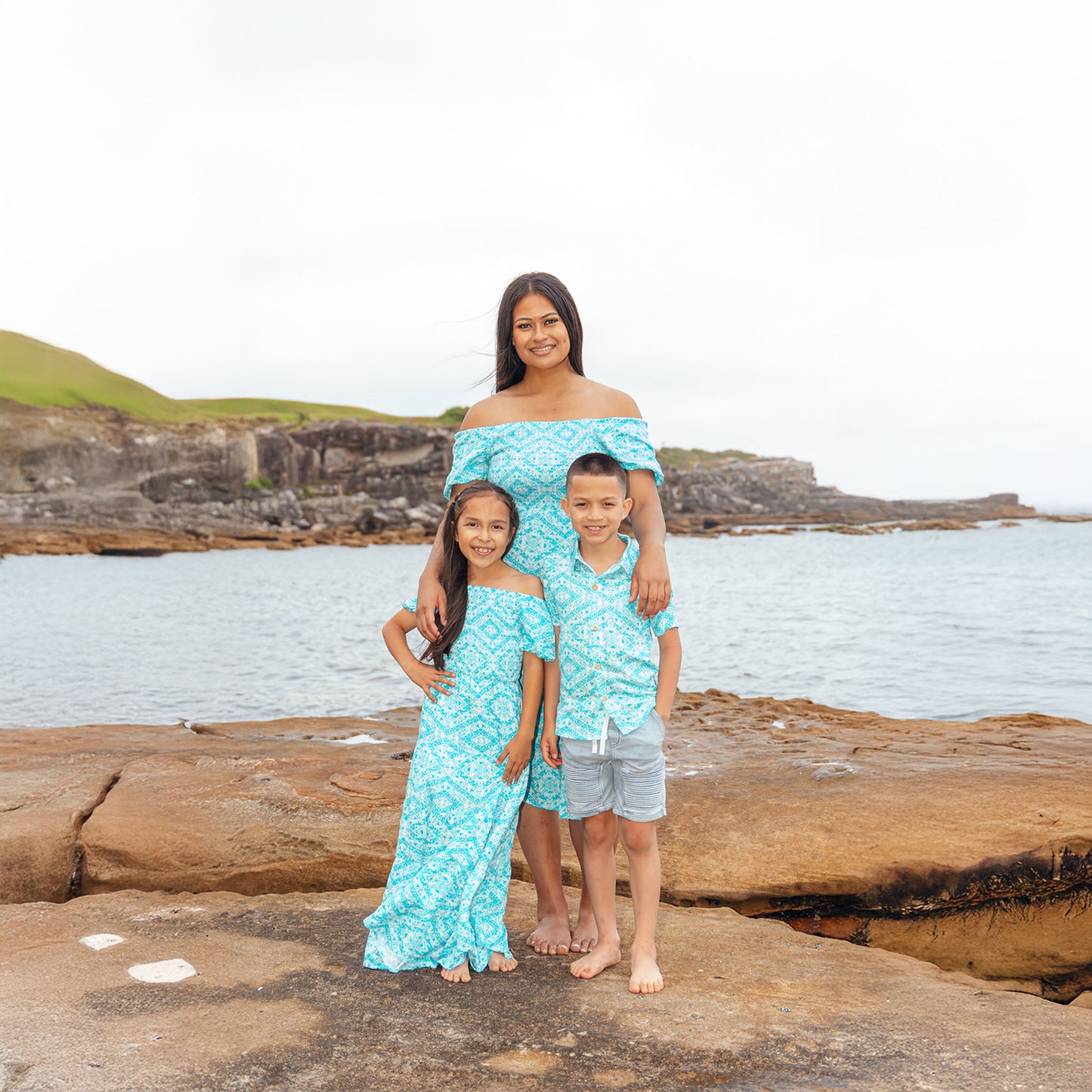 Pirae Family Matching Dress & Shirt Set - Blue