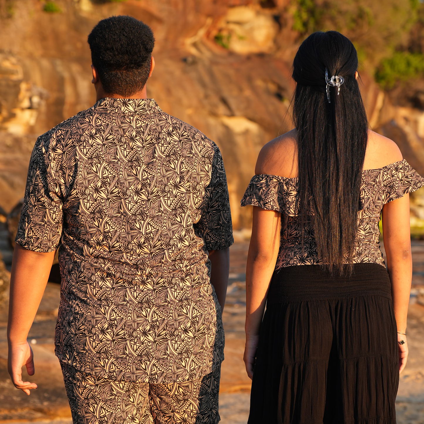 Pangai Couple Set – Beige (Top + Shirt)