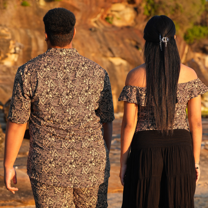 Pangai Couple Set – Beige (Top + Shirt)