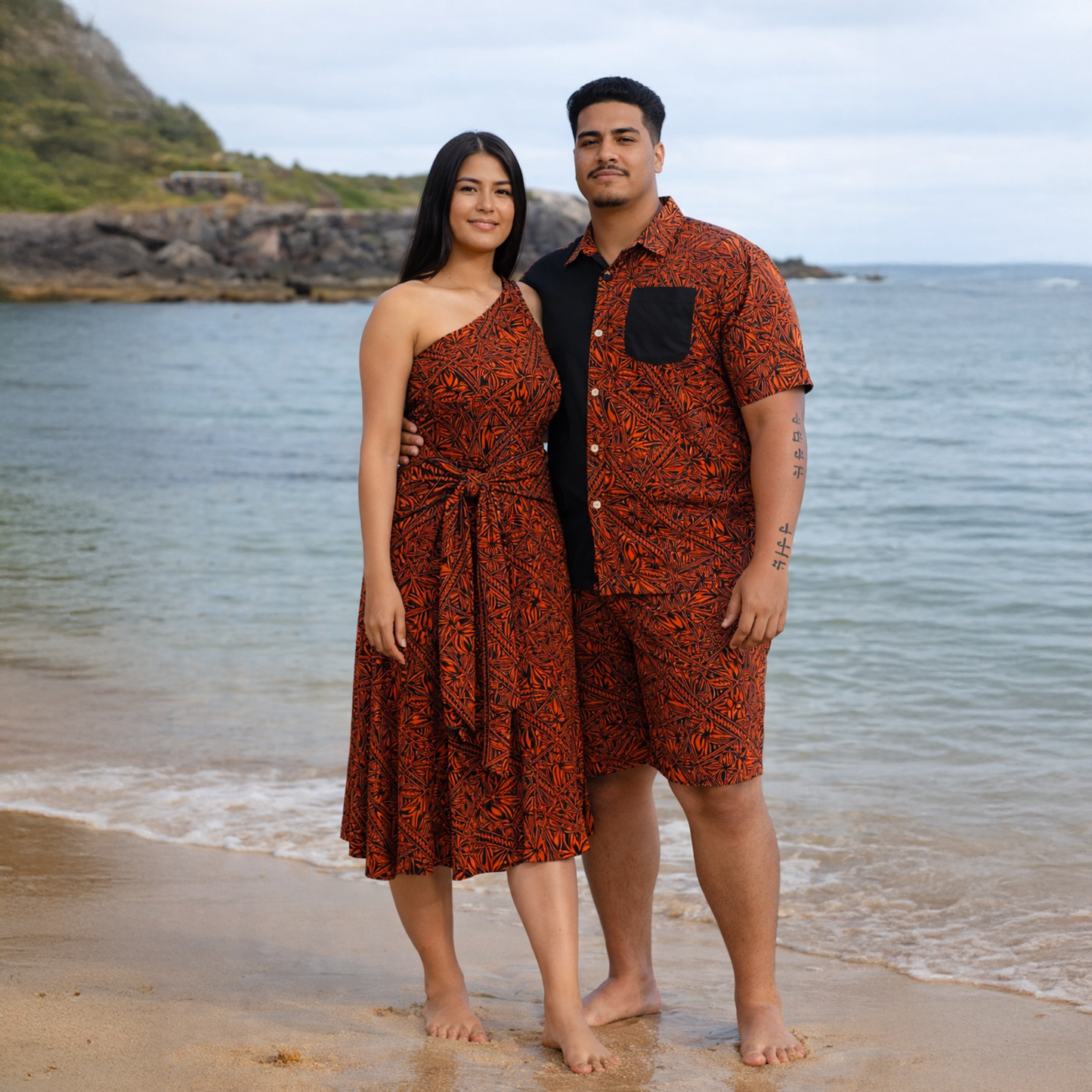 Arue Couple Set – Orange & Black