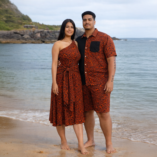 Arue Couple Set – Orange & Black